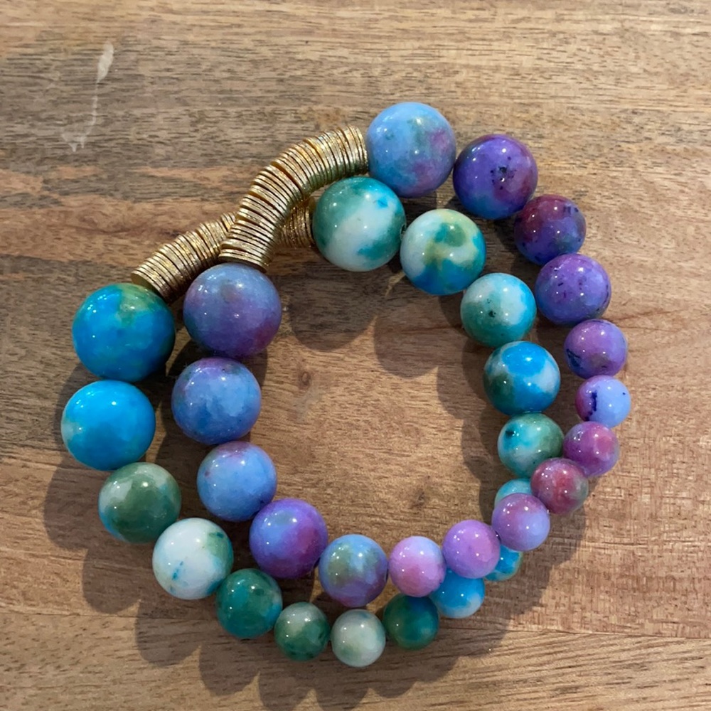 Pair of Tie-Dyed Beaded Bracelets